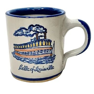 1979 Belle of Louisville Stoneware Steamboat Kentucky Riverboat USA Vtg Mug
