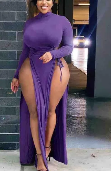 Long plus size dress with open sides 2x purple 