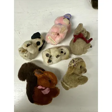 Lot Of 6 70’s 80’s Plush Pencil Huggers Clip On Grabbers Animals Snoopy Bears +