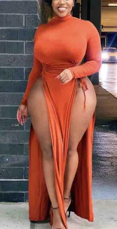 Orange plus size 1x long dress