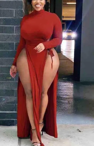 Red plus size long dress 1x
