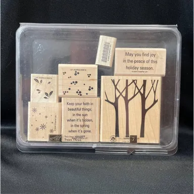 Stampin Up Trees Three 7pc Set with Box