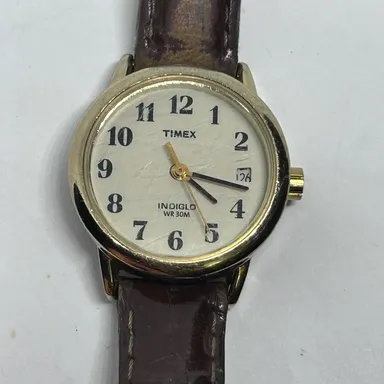 Timex Indiglo WR Stainless Steel Brown Leather Women’s Classic Watch Working
