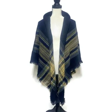 Women's Scarf Shoulder Wrap Blue and Brown 52 x 55