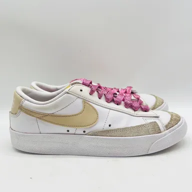 Nike Blazer Womens 5.5 Low 77 White Tan Leather Suede Casual Sneakers Shoes