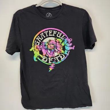 Grateful Dead Shirt Adult Med Black Rainbow Dancing Bears Rock Band Graphic Tee
