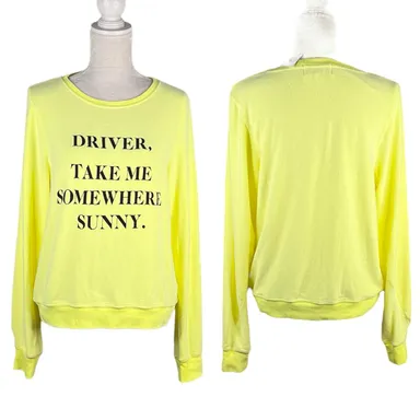 Wildfox Sweatshirt Sweater Top Driver Take Me Somewhere Sunny Yellow S New