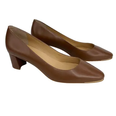 Talbots Classic Brown Pumps 6M Round Toe Leather 2" Heels New