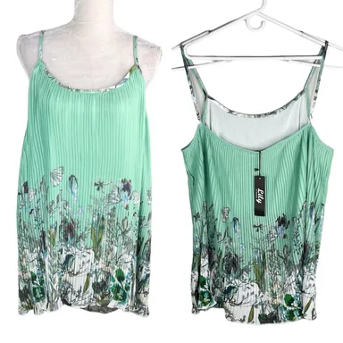 Lily by Firmiana Top Blouse 3XL Thin Straps Floral Butterfly Green Lined New