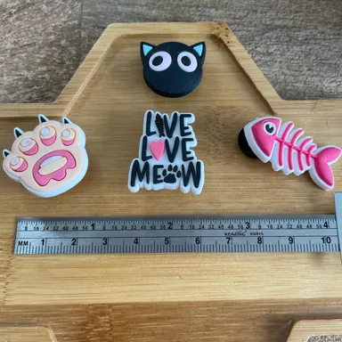 Live, Love, Meow - Cute Cat Croc Charm Set