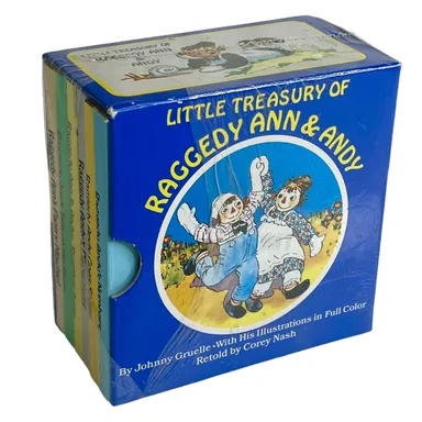 VTG Little Treasury BOOK SET 4" Raggedy Ann & Andy 6 Mini Childrens Books 1984
