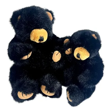 Russ Berrie BLACKY BEAR PLUSH Set (2) Stuffed Animal Toy Mama & Baby Teddy Bears