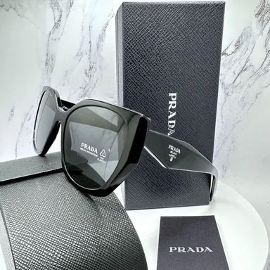  Prada Black Sunglasses Symbole Logo 100% Authentic Cat Eye