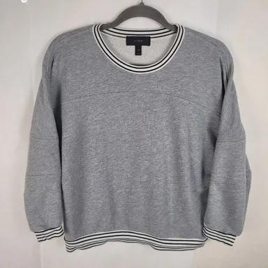 J.Crew Womens Stripe Trimmed Grey Sporty Sweatshirt  XS