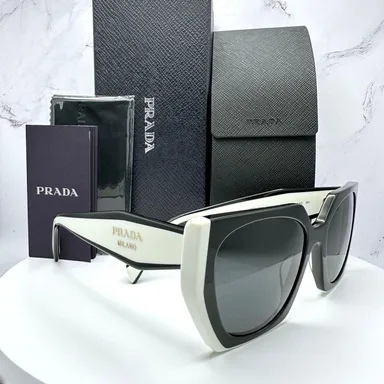 PRADA Symbole Black White Gold Sunglasses 100% Authentic 