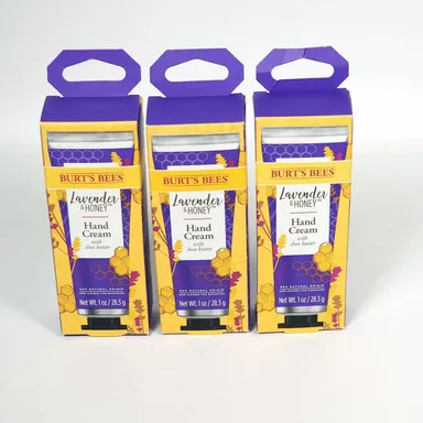 (3) Burt's Bees Lavender & Honey Hand Cream with Shea Butter 1 oz ea SEALED