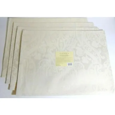 NEW Set 4 Ralph Lauren PLACEMATS 14x19 Natural "Paisley Parchment" Cotton Blend