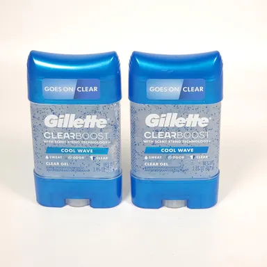 2x Gillette Clear Boost Cool Wave Antiperspirant Deodorant Gel 2.85 Oz Ea 12/24+