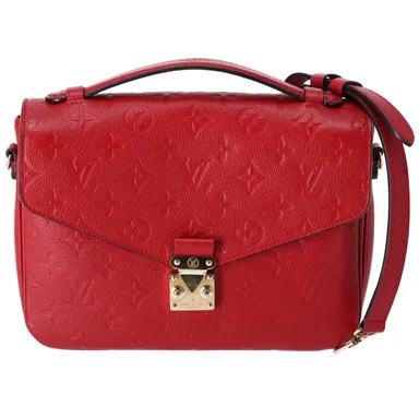 Louis Vuitton Pochette Metis MM Monogram Empreinte Handbag Scarlet Red M44155