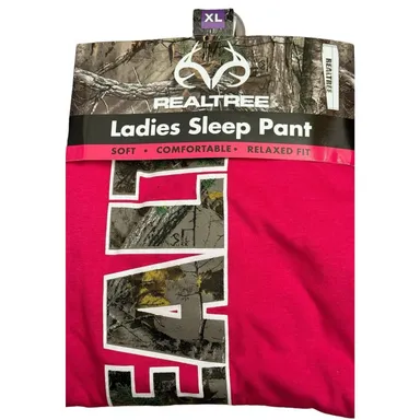 Realtree NEW Sleep Lounge Pants Women's XL Pink Relaxed Fit Camo Graphics READ