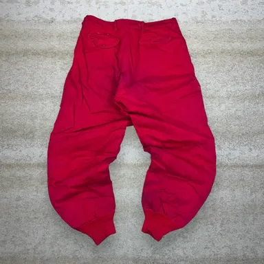 True Vintage JC Higgins Snow Pants 34x30 Crimson Red Baggy Tapered Fit Insulated 70s