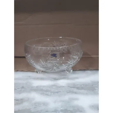 German Democratic Crystal Bowl, Lausitzer Pinwheel Design, Hand Cut Lead Bowl