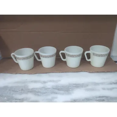 Pyrex Woodland Brown Coffee Mugs, Set of 4, Vintage Tea Cups, Collectible 