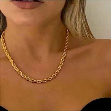 ❤️14k stamped gold rope‎ chain necklace unisex masculine or feminine