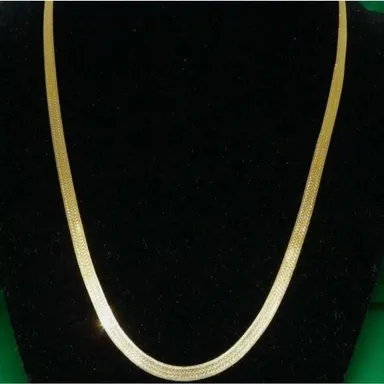 14kt stamped gold chain herringbone necklace 24 inch length masculine or…
