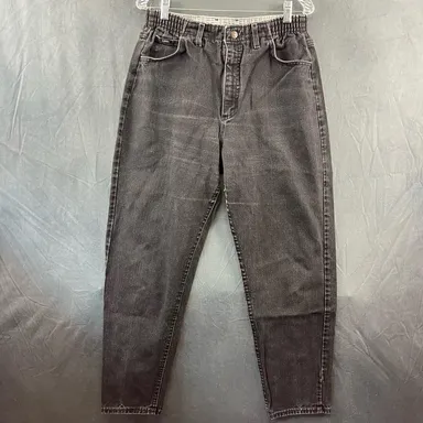 Vintage Lee Stretchy Waist Tapered Jeans 12 Medium Mom 90's Black Wash Skater