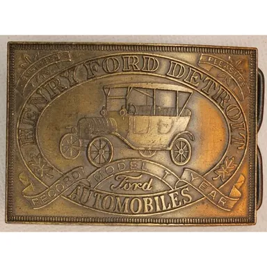 Henry Ford Detroit Automobiles Model T Record Year Belt Buckle