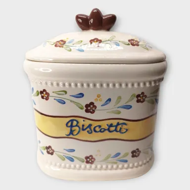Nonni's Biscotti Cookie Ceramic Handmade Jar Container Canister 11" H x 9" W