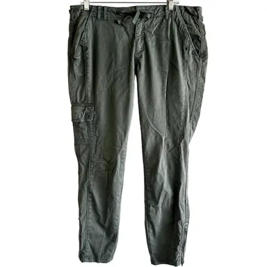 Sundance Cargo Pants Belted Straight Leg Pockets Casual Cotton Dark Gray P12