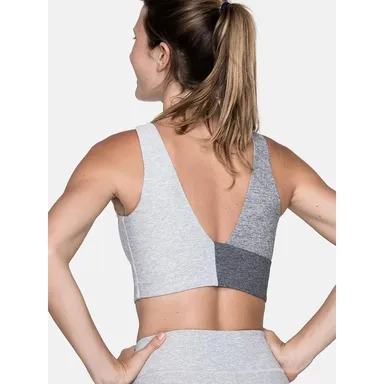 Outdoor Voices Venus Crop Top Colorblock V Back Athletic Workout Gray Small