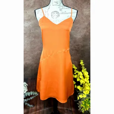 Lita by Ciara 100% Silk Slip Dress - Orange Pop - size S