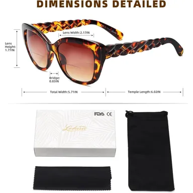 Prescription Bifocal Reading Sunglasses for Women +2.50 UV400 Protection