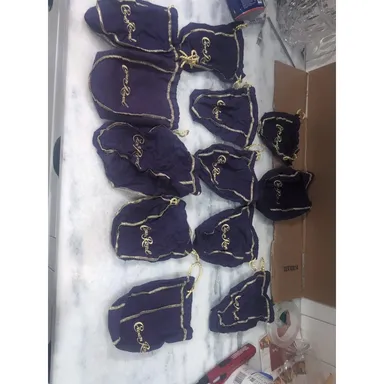 Crown Royal 7" Purple Drawstring Bags, Lot of 12, Medium Size Pouches, Crown