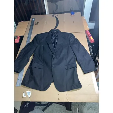 Jos A Bank Black Striped Wool Sport Coat 44R, Men's Suit Jacket, Classic Blazer
