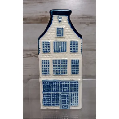 Vintage KLM Rynbende Distilleries Holland Blue Delft #11 Decanter Bottle 3.75"
