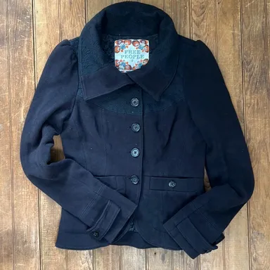 Vintage Y2K  Free People cotton puff sleeve black jacket size 2