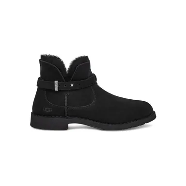 UGG Elisa Ankle Boots Classic Cutout Adjustable Buckle Sheepskin Suede Black 7