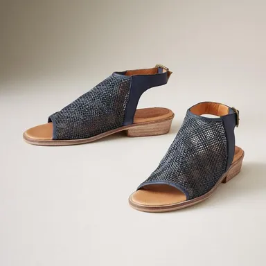 Sundance Weaving Tales Sandals Open Toe Slingback Adjustable Woven Beige 38 7.5