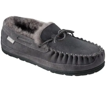 L.L. Bean Wicked Good Moccasins Slippers Sheepskin Shearling Graphite Gray 13M