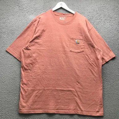 Carhartt T-Shirt Mens 2XL Short Sleeve Loose Fit Pocket Heathered Orange K87 P17