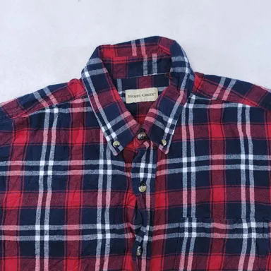 Hobbs Creek Tartan Flannel Casual Button Up Shirt Mens Size Large L Blue Red