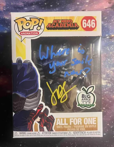 Autographed by Jhon Swasey My Hero Academia All for One Pop 646