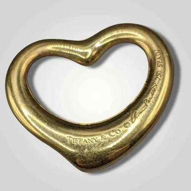 Tiffany & Co. Elsa Peretti 18KT Yellow Gold - Open Heart Pendant 750 Spain 20 mm