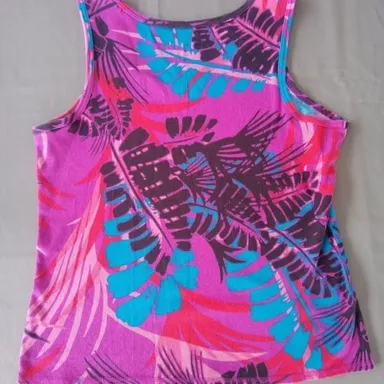 Vintage 80s 90s amazing tropical ribbed tank top Plus