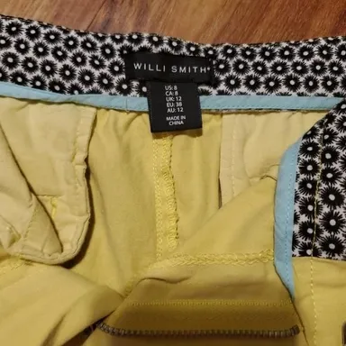 Willi Smith butter yellow scallop edge shorts