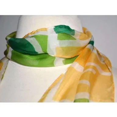 DVF Diane Von Furstenberg yellow green silk scarf